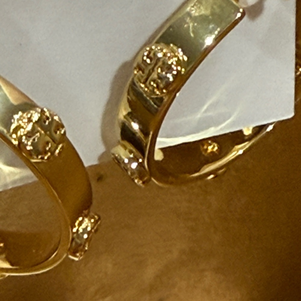 Tory Burch Gold Hoop Earrings with Dust Bag. 1 1/2” Size Hoops. - Picture 7 of 7